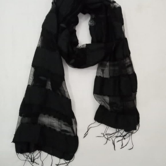 Red and dark grey linen scarf/stole/head wrap - Picture 4 of 4